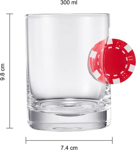 Miniatura 2 de Poker Chip - Vasos de whisky y vino Juego de 2 Up The Ante Stuck In The Glass Poker Chip - Cristalería de cóctel, regalo para jugador