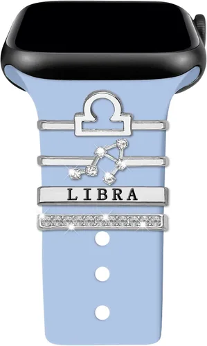 Miniatura 25 de Anillos decorativos de 12 constelaciones compatibles con correas de silicona de Apple Watch de 1.929 in, 1.772 in, 1.732 in, 1.654 in, 1.614 in