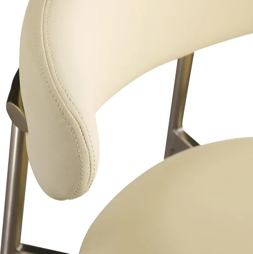 Miniatura 8 de Meridian Furniture 995Black-C Lupita Collection Modern Taburete contemporáneo con cuero vegano negro suave, marco de metal dorado cepillado, 20.5