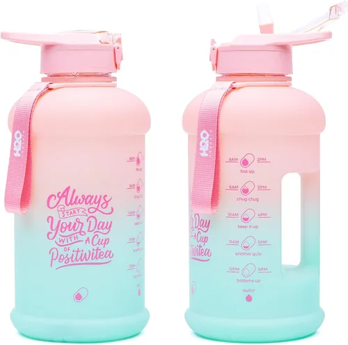 Miniatura 8 de H2O Capsule INSPO Botella de agua de medio galón con marcador de tiempo y popote. Motivacional seguidor de hidratación. Jarra grande sin BPA, segura