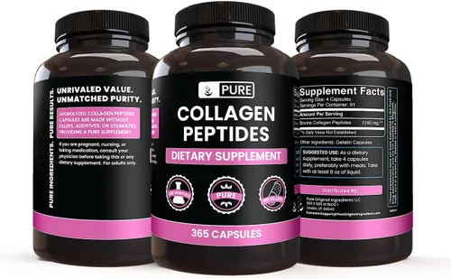 Miniatura 4 de PURE ORIGINAL INGREDIENTS Péptidos de colágeno (365 cápsulas) sin magnesio o rellenos de arroz, siempre puros, verificados por laboratorio