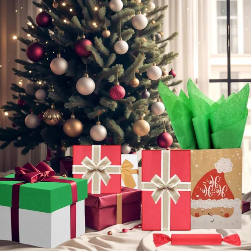 Miniatura 2 de Surtido de papel de seda rojo, verde y blanco, 80 hojas de papel de seda para envolver Navidad, 14 x 20 pulgadas, envoltura de bolsas de regalo