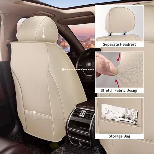 Miniatura 3 de IKABEVEM Fundas de asiento de automóvil para GMC Acadia 2017-2024, impermeable, de piel sintética, compatible con bolsa de aire