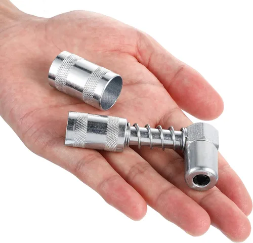 Miniatura 2 de Boao Acoplador de pistola de engrase de 90 grados, adaptador de acoplador plateado, herramienta de ajuste de grasa de ángulo de mandíbula con mangas