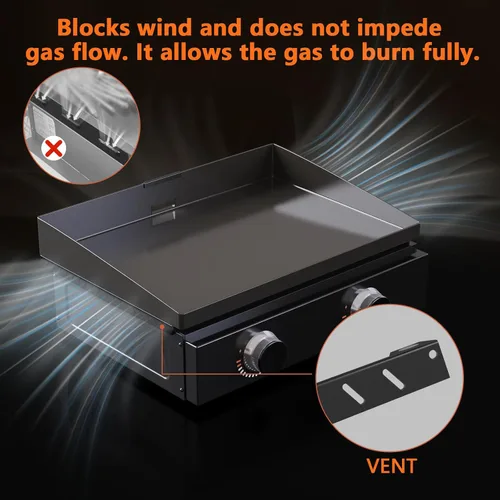 Miniatura 3 de Protector de viento mejorado para parrilla Blackstone de 22 pulgadas, pantallas magnéticas de acero inoxidable para proteger la llama y retienen