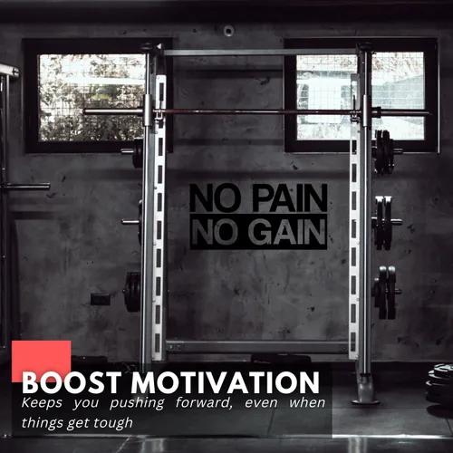 Miniatura 3 de My Vinyl Story No Pain No Gain Calcomanía de pared grande motivacional grande para gimnasio en casa, entrenamiento, motivacional, decoración