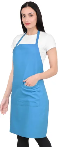 Miniatura 22 de Delantal de cocina de algodón resistente a las gotas de agua con delantales ajustables para mujer con bolsillos 8 opciones de color para cocinar
