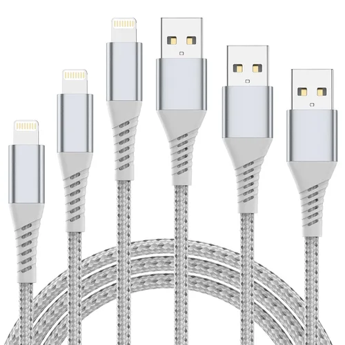 Miniatura 12 de Cable corto de carga para iPhone de 6 pulgadas, paquete de 3 cables USB a Lightning de 0.5 pies, cable corto trenzado para iPhone de carga rápida