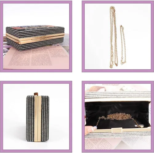 Miniatura 3 de Bolso retro para radio para mujer, bolso cruzado de cuero genuino, bolso de mano de metal vintage para ocasiones nocturnas