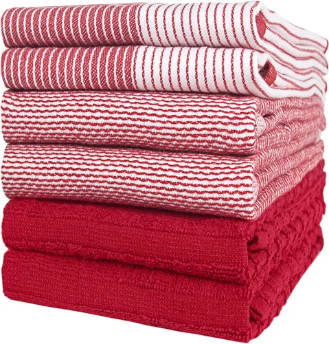 Miniatura 10 de Toallas de cocina premium (20"x 28", paquete de 6) Toallas de plato grandes de algodón Juego de textiles de cocina planos y de rizo altamente