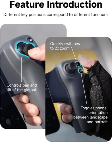 Miniatura 6 de MOVMAX Control remoto inalámbrico para DJI Osmo Pocket 4/3/2, soporte de teléfono Magsafe con joystick efecto Hall, batería de larga duración