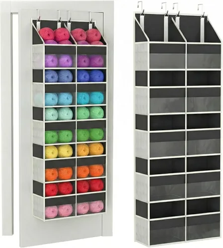 Organizador de almacenamiento de hilo colgante de 5 niveles para colgar sobre la puerta, organizador de puerta colgante para tejer y suministros de