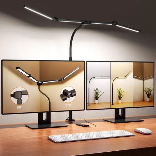 Miniatura 8 de Lámparas LED de Escritorio para Oficina en Casa, Lámpara de Escritorio Inteligente Ajustable con Brazo Giratorio con Abrazadera, Luz de Escritorio