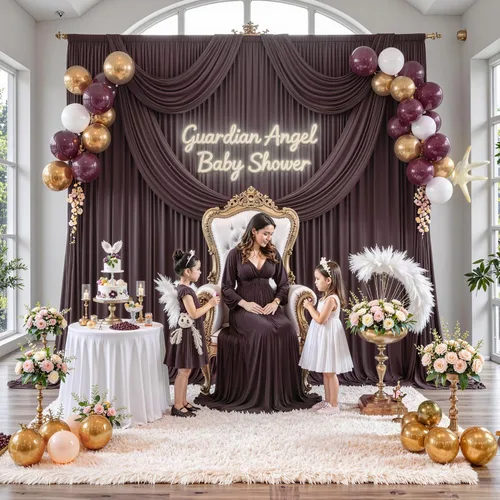 Miniatura 5 de Cortina de fondo marrón sin arrugas de 10 pies x 10 pies para fiestas, boda, telón de fondo para fotos, tela, 2 paneles de 5x10 pies para baby