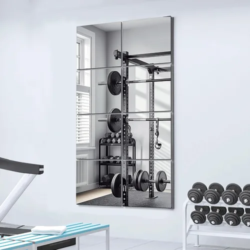 Miniatura 13 de Espejos Delma para Gimnasio en Casa, Azulejos de Espejo de Vidrio de 12" x 12" (4 PIEZAS), Espejo de Pared Grande Cuadrado para Gimnasio en Casa