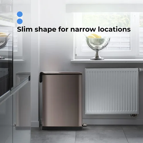 Miniatura 3 de Home Zone Living - Cubo de basura delgado para cocina de 13 galones con dos compartimentos para reciclaje, de acero inoxidable, color negro, 50