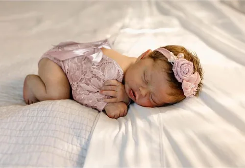 Miniatura 3 de ForBaysy Accesorios de Fotografía para Recién Nacidos Conjunto de Niña Mameluco de Encaje a Juego con Linda Diadema de Flores Vestido para Recién