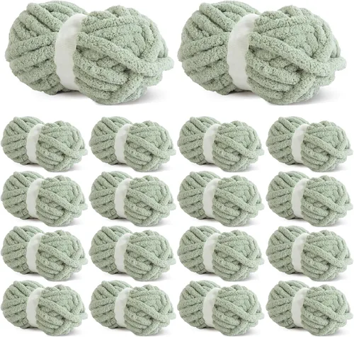 Miniatura 54 de HOMBYS Hilo de Chenille Grueso Carbón para Crochet, Hilo Grueso Espeso y Esponjoso para Tejer, Hilo Súper Grueso para Tejer Mantas a Mano, Hilo