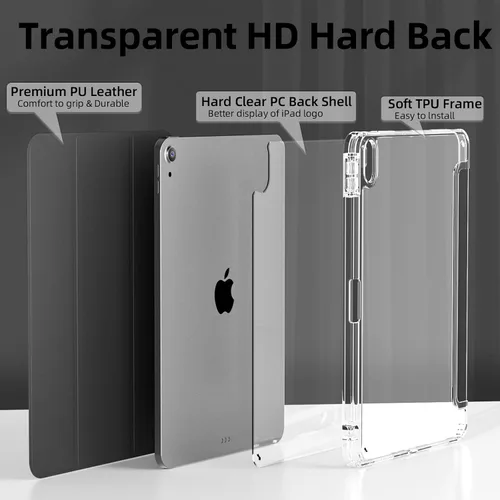 Miniatura 3 de KENKE Funda transparente para iPad Air de 11 pulgadas M3/M2 (2025/2024), iPad Air de 5ª/4ª generación (2022/2020) de 10.9 pulgadas con soporte
