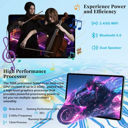 Miniatura 4 de Tablet de 11 pulgadas, tabletas Android 15 2026 con Octa Core, 24GB+256GB, cámara de 13+5MP, tabletas electrónicas con Widevine L1, batería de Azul