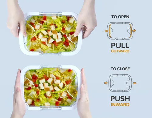 Miniatura 8 de Felli Duo Loc Deli - Contenedores de carne deli para refrigerador con tapas herméticas, organizador de refrigerador apilable para almacenamiento