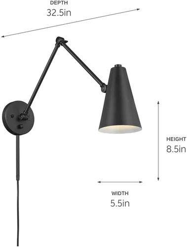 Miniatura 3 de Kichler, Sylvia 52486BKB - Aplique de pared (1 luz), color negro