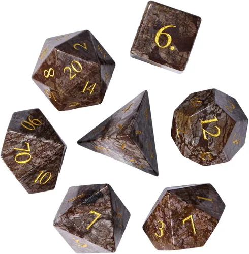 Miniatura 21 de UDIXI Juego de dados de piedras preciosas de amatista, dados DND de piedra de cristal D&D con estuche de regalo para juegos de rol y juegos de mesa