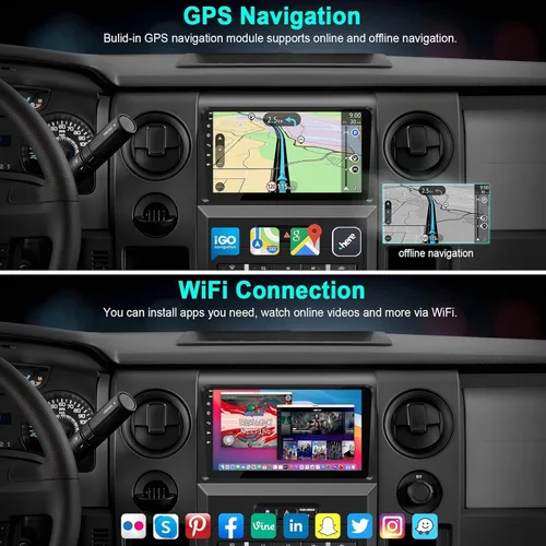 Miniatura 5 de Para Ford F150 2009-2014 4G+64G Radio de coche de 8 núcleos, pantalla táctil IPS de 9 pulgadas estéreo para coche con Carplay inalámbrico/Android
