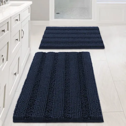 Miniatura 28 de H.VERSAILTEX - Alfombras de baño, juego de 2 piezas, alfombra de contorno para baño, juego de alfombras para inodoro, alfombra antideslizante