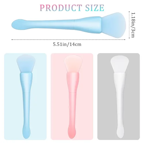 Miniatura 6 de Aplicador de máscara facial, paquete de 3 cepillos de silicona suave para mascarilla facial de doble cabeza, aplicador de máscara de barro, cuchara