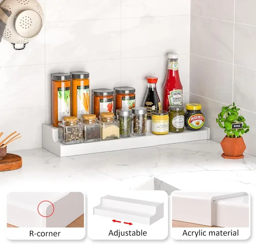 Miniatura 3 de Sezanrpt Organizador expandible de 2 niveles, estante de exhibición de encimera de cocina blanco, organizador de condimentos para gabinete