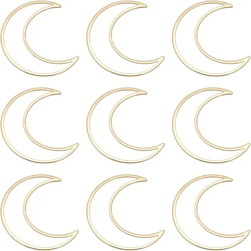 BENECREAT 10 anillos de enlace de luna chapados en oro de 18 quilates, marcos huecos de latón, dijes de conector para pulseras, collares, joyas,