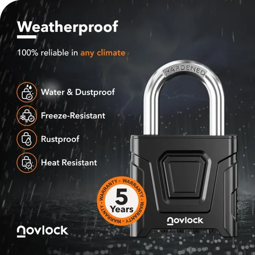 Miniatura 3 de Candado de combinación para exteriores, resistente, grande, resistente a la intemperie con código, para puertas, vallas, cobertizos, taquillas, Negro