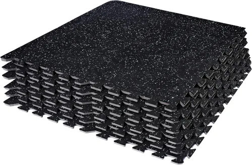 Tapete Sivan Health and Fitness® de goma de alta densidad en forma de puzle para hacer ejercicio - Mosaico que encaja para gimnasia - 2,2 m2 Negro