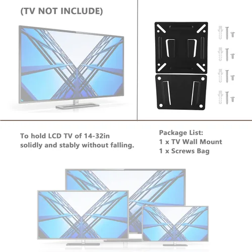 Miniatura 2 de KUIDAMOS Soporte de pared para TV de aleación de aluminio para TV LCD de 14 a 32 pulgadas, articulado, montaje en pared, montaje en techo y pared