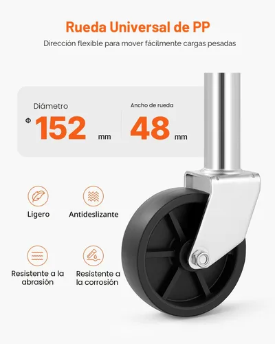 Miniatura 6 de VEVOR Gato de remolque con rueda, capacidad de carga de 1000 libras, gato giratorio de alta resistencia para remolque de barco con una sola rueda
