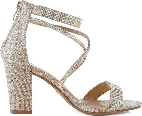 Miniatura 5 de TOP Moda - Sandalias de tacón alto con correa de tobillo y puntera abierta