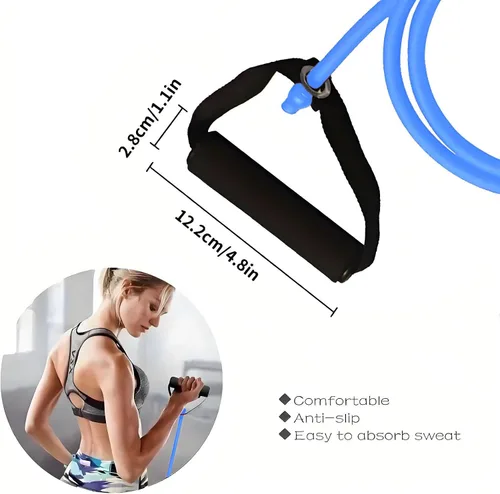 Miniatura 2 de Juego de bandas de resistencia de alta calidad con asas y anclaje de puerta, cuerda elástica perfecta para entrenamientos en casa, ideal para Azul
