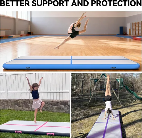 Miniatura 5 de Colchoneta inflable de gimnasia de 6, 10, 13, 16, 20 pies, 4/8 pulgadas de grosor, con bomba de aire eléctrica para uso doméstico, entrenamiento