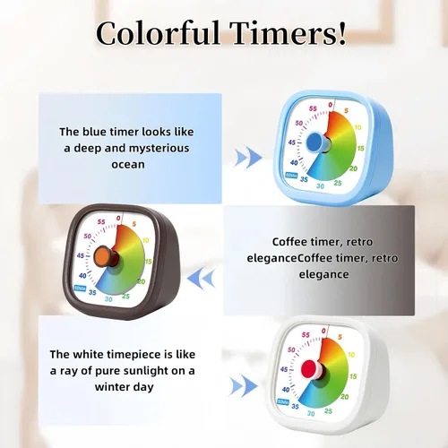Miniatura 3 de Temporizador visual para niños, temporizador de cuenta regresiva de 60 minutos para cocina, oficina, aula, hogar, estudio, recordatorio de tareas