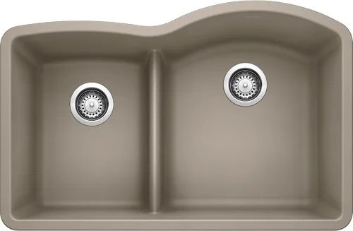 Miniatura 7 de BLANCO, Anthracite 441598 DIAMOND SILGRANIT 40/60 - Fregadero de cocina con doble cuenco con división baja, 32 x 21 pulgadas