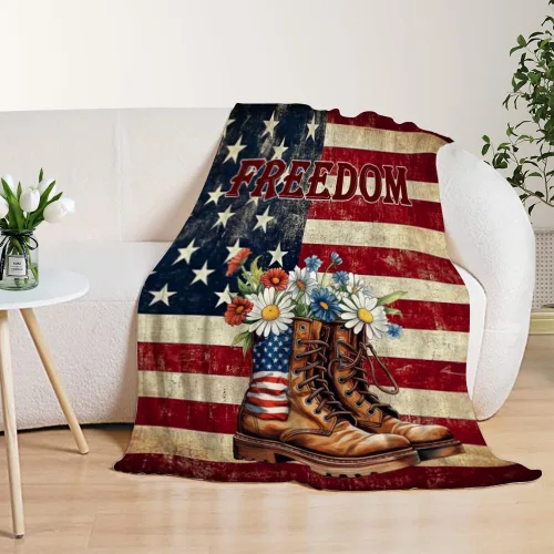 Miniatura 17 de YeeJu Manta de bandera estadounidense para bebé, patriótica para el 4 de julio, Día de los Caídos, 4 de julio, manta de forro polar para niños