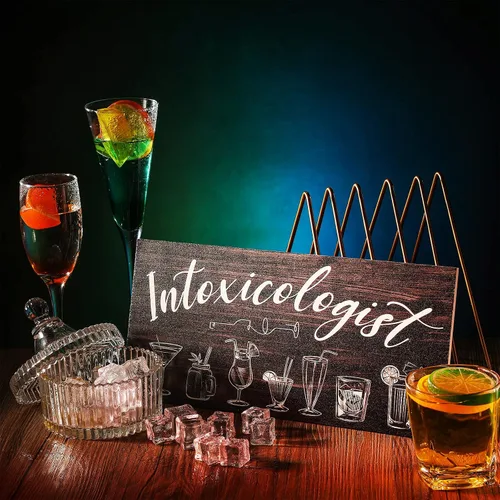 Miniatura 3 de Jetec Intoxicologist - Letreros de madera para bar, decoración con patrones de bebidas, placa de madera, arte de pared, pub, decoración de bar
