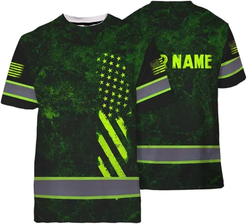 Miniatura 13 de Maddly Colección de ropa de trabajo de alta visibilidad con bandera de EE. UU., personalizada con nombre para trabajadores, corredores, camioneros
