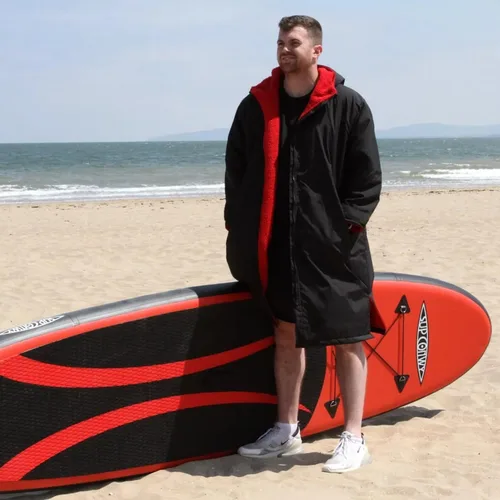 Miniatura 2 de DEHAI Chaqueta de natación para mujeres, hombres y jóvenes, impermeable, poncho de surf, bata de gran tamaño, ligera, con forro de toalla cálida