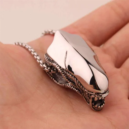 Miniatura 5 de OAKKY Collar con colgante de cabeza de extraterrestre hiperbólico de acero inoxidable para hombre