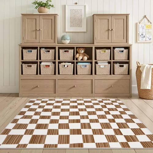 Miniatura 32 de jinchan Alfombra a rayas de 2 x 3 para entrada, alfombra de cocina, tapete pequeño, antideslizante, ligero, de bajo perfil, decoración para entrada