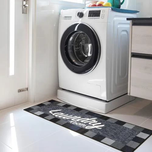 Miniatura 22 de Alfombra lavable a máquina con diseño de texto antideslizante con parte trasera de goma, 2 x 5, para lavandería, para baño, lavadero, 20 x 59