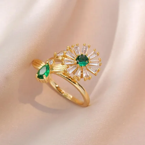 Miniatura 2 de Anillo antiestrés para mujer Aniety, collares giratorios de girasol para mujeres, anillos giratorios para ansiedad, anillos de ansiedad de acero