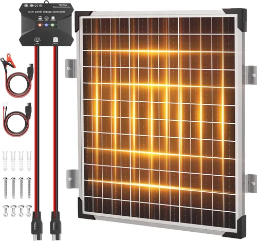 Voltset - Kit de panel solar de 50 W 12 V, mantenedor de cargador de batería solar, panel solar impermeable + controlador de carga de actualización